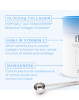 Pura Collagen flex+ dietary supplement container with orange and white packaging, showcasing the product label and branding.