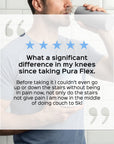Pura Collagen flex+ supplement in a sleek bottle, featuring the Flex-09.webp label with capsules or powder inside.