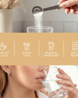 Pura Collagen glow+ bottle with a label, showcasing the collagen supplement designed to enhance skin radiance.