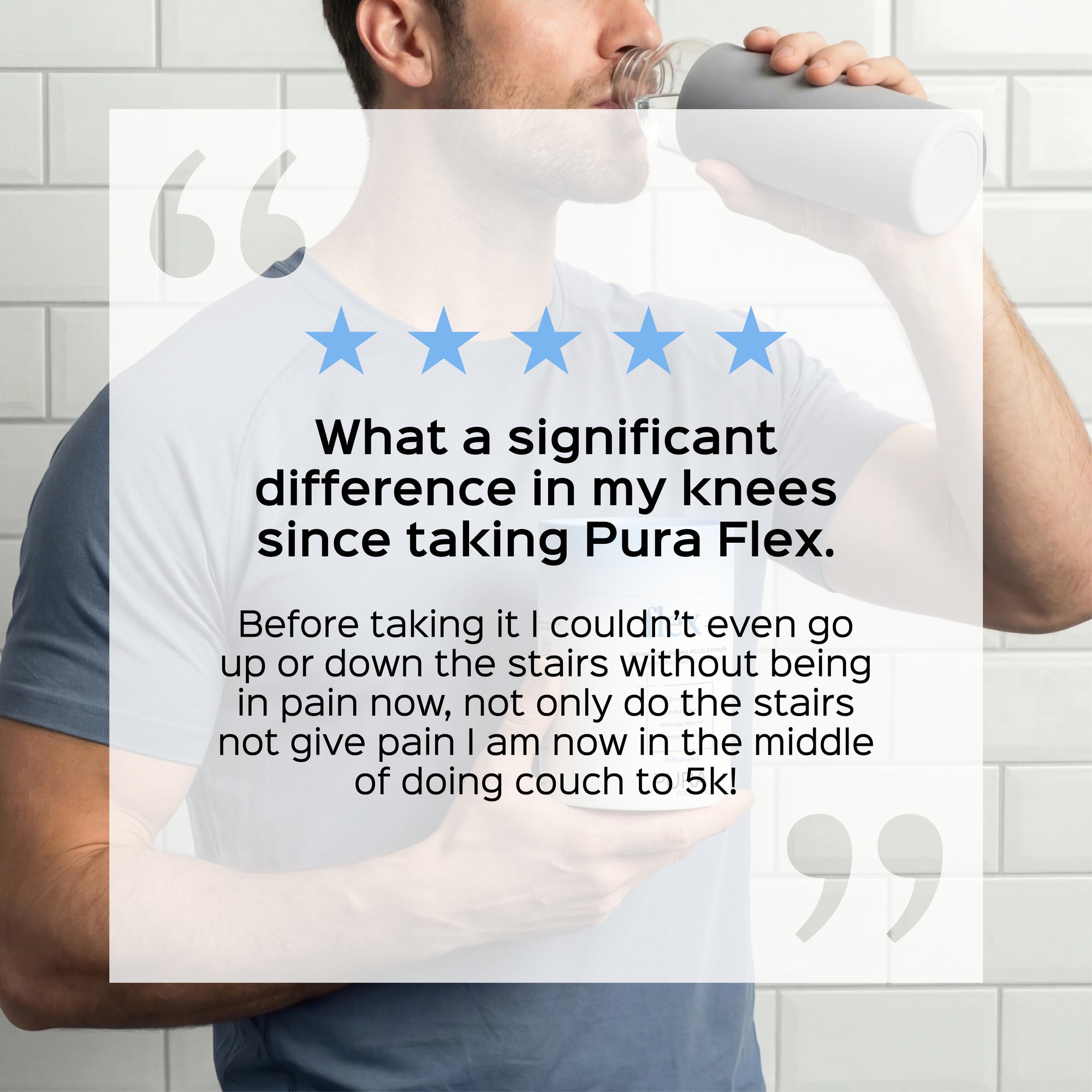 Pura Collagen flex+ supplement in a sleek bottle, featuring the Flex-09.webp label with capsules or powder inside.