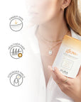 Pura Collagen glow+ supplement bottle with a sleek label, showcasing the glow+ skincare and beauty supplement product.